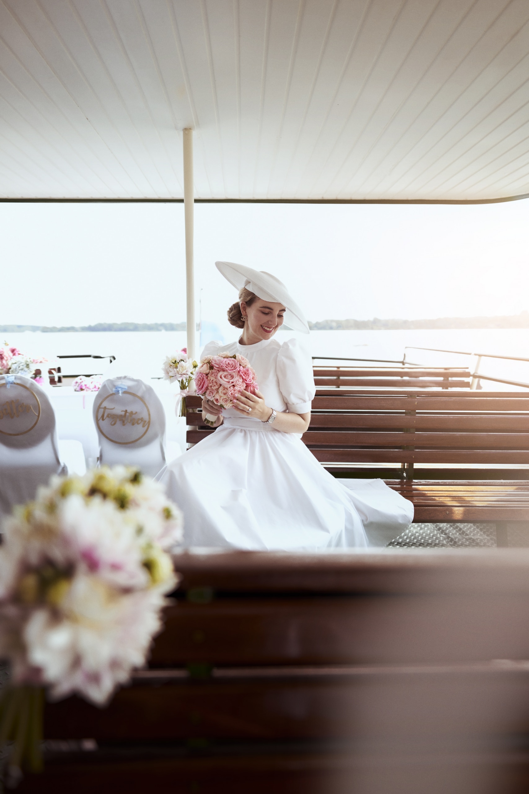 Vintage Brautstyling, Hochzeit auf einem Schiff